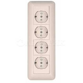 Розетка 4-м ОП Прима 16А 250В с заземл. бел. DIY SchE RA16-411M-BI (РА16-411М-би)