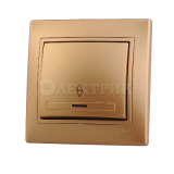 Выключатель 1-кл. СП Мира проходн. с подсветкой с вст. метал. зол. Lezard 701-1313-114