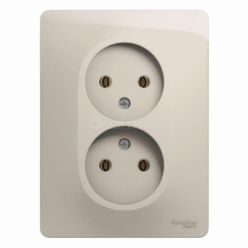 Розетка 2-м СП Glossa 16А IP20 без заземл. в сборе молоч. SchE GSL000920
