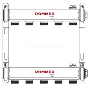 RMS-4401-000002 ROMMER Коллектор из нержавеющей стали для радиаторной разводки 2 вых.