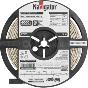 Лента светодиодная 71 400 NLS-3528W60-4.8 IP20 12B R5 4.8Вт/м (уп.5м) Navigator 71400