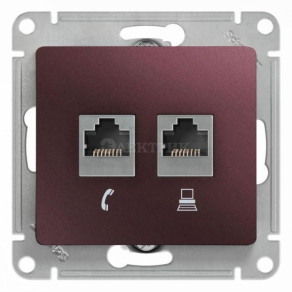 Механизм розетки 2-м Glossa RJ11+RJ45 кат.5е баклажан. SchE GSL001185