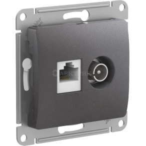 Механизм розетки компьютерной + ТВ 2-м GLOSSA RJ45 кат. 5Е графит SchE GSL001389