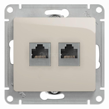 Механизм розетки 2-м Glossa RJ11+RJ45 кат.5е молочн. SchE GSL000985
