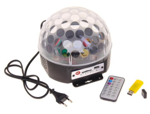 Лампа светодиодная "Диско-шар" с пультом ДУ и Bluetooth IP20 220В RGB NEON-NIGHT 601-257