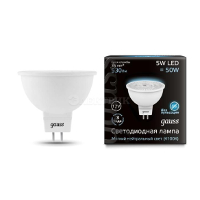 Лампа светодиодная Black 5Вт MR16 4100К нейтр. бел. GU5.3 530лм GAUSS 101505205