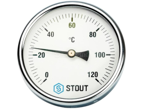 SIM-0001-105015 STOUT Термометр биметаллический с погружной гильзой. Корпус Dn 100 мм, гильза 50 мм 1/2", 0...120°С