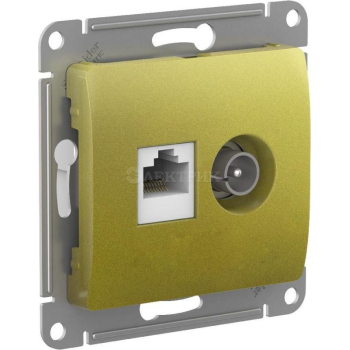 Механизм розетки компьютерной + ТВ 2-м GLOSSA RJ45 кат. 5Е фисташк. SchE GSL001089