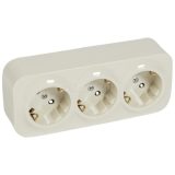 782248  Розеточный блок 3 x 2К+З с защитными шторками - 16 A - 250 В~ - Quteo IP 20 - Слоновая кость