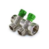 Коллектор 135* с вентилями 3/4х1/2-2  выхода под плоск прокладку ТИМ