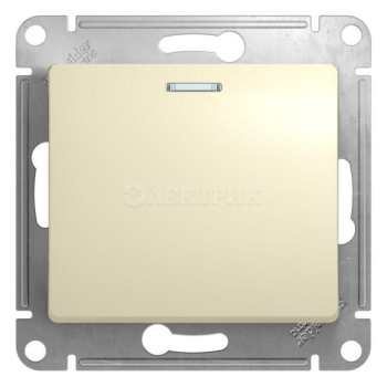 Механизм кнопки нажимного 1-кл. СП Glossa 10А IP20 (сх. 1а) 10AX с подсветкой беж. SchE GSL000217