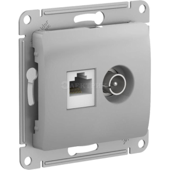Механизм розетки компьютерной + ТВ 2-м GLOSSA RJ45 кат. 5Е алюм. SchE GSL000389