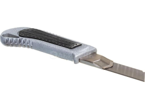 Нож с выдвижным лезвием ВИХРЬ 18 мм металллический корпус, автоматический фиксатор [73/10/10/1]