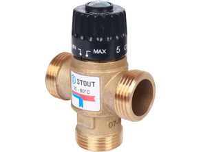 SVM-0120-256025 STOUT Термостатический смесительный клапан для ситем отопления и ГВС 1" НР 35-60C Kvs 2,5