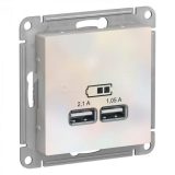 Механизм розетки USB ATLAS DESIGN 5В 1порт х 2.1А 2порта х 1.05А жемчуг SchE ATN000433