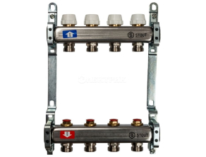 SMS 0922 000004 STOUT Коллектор из нержавеющей стали без расходомеров 4 вых.