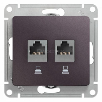 Механизм розетки комп. 2-м Glossa RJ45+RJ45 кат.5е сиреневый туман SchE GSL001485KK