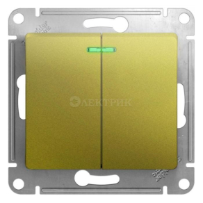 Механизм выключателя 2-кл. СП Glossa 10А IP20 (сх. 5а) 10AX с подсветкой фисташк. SchE GSL001053