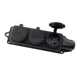 Розетка наруж. уст. тройная 16А 2P+PE 220-240В каучук. IP44 Lezard 106-0400-0101/101