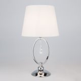 Настольная лампа с белым абажуром 01055/1 хром/прозрачный хрусталь