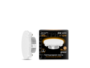 Лампа светодиодная GX53 6Вт таблетка 3000К тепл. бел. GX53 460лм 150-265В GAUSS 108008106