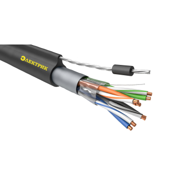 Кабель FTP 4х2х24AWG кат.5е медь с тросом бухта (м) Rexant 01-0144