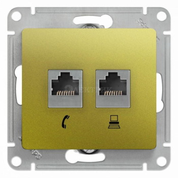 Механизм розетки 2-м Glossa RJ11+RJ45 кат.5е фисташк. SchE GSL001085