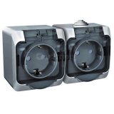 Розетка 2-м ОП Этюд 16А IP44 250В защ. шторки с заземл. сер. SchE PA16-244C
