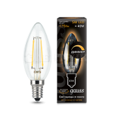 Лампа светодиодная LED Filament Candle dimmable E14 5Вт 2700К Gauss 103801105-D