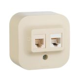 782251  Розетка двойная RJ11  +  RJ45 - категория 5e - UTP - Quteo IP 20 - Слоновая кость