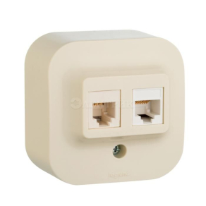 782251  Розетка двойная RJ11  +  RJ45 - категория 5e - UTP - Quteo IP 20 - Слоновая кость