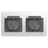 Розетка 2-м СП Glossa 16А IP44 защ. шторки с заземл. в сборе бел. SchE GSL000147