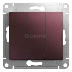 Механизм выключателя 3-кл. СП Glossa 10А IP20 (сх. 3) 10AX баклажан. SchE GSL001131