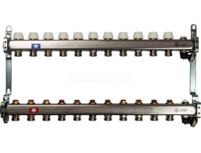 SMS-0932-000011 STOUT Коллектор из нержавеющей стали без расходомеров, с клапаном вып. воздуха и сливом 11 вых.