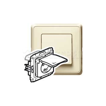 773745  Розетка - Cariva - 2К+3 - с защитными шторками - IP 44 - 16 А - 250 В~ - слоновая кость