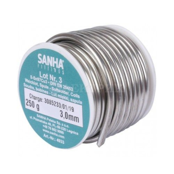 84933 Sanha 4933 припой S-Sn97Cu3 Нр.3, 3,0 мм, катушка, 250 г3mm, для медных труб под пайку