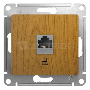 Механизм розетки комп. 1-м СП Glossa RJ45 дер. дуб SchE GSL000581K
