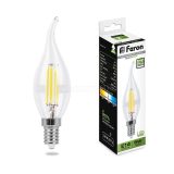 Лампа светодиодная LED 5вт Е14 белый свеча на ветру FILAMENT диммируемая (LB-69)