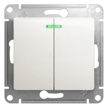 Механизм выключателя 2-кл. СП Glossa 10А IP20 (сх. 5а) 10AX с подсветкой перламутр SchE GSL000653