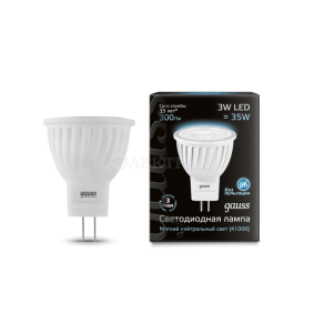 Лампа светодиодная D35х45 SMD MR11 3Вт 4100К белый GU4 280лм 150-265В FROST GAUSS 132517203