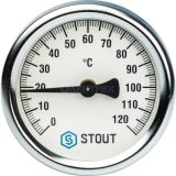 SIM-0004-630015 STOUT Термометр биметаллический накладной с пружиной. Корпус Dn 63 мм, 0...120°С, 1"-2"