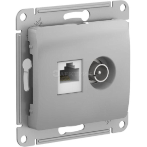 Механизм розетки компьютерной + ТВ 2-м GLOSSA RJ45 кат. 5Е алюм. SchE GSL000389