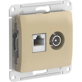 Механизм розетки компьютерной + ТВ 2-м GLOSSA RJ45 кат. 5Е титан SchE GSL000489