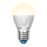 Лампа светодиодная LED-G45 7W/WW/E27/FR PLP01WH Яркая 7Вт шар матовая 3000К тепл. бел. E27 (упак. картон) Uniel UL-00002420