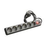Удлинитель с сетевым фильтром 6х7м с заземл. 10А IP20 защ. шторки ПВС 3х0.75 черн. UNIVersal 967U-40