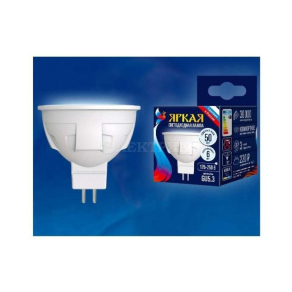 Лампа светодиодная LED-JCDR 6W/NW/GU5.3/FR PLP01WH Яркая JCDR 6Вт матовая 4000К нейтр. бел. GU5.3 (упак. картон) Uniel UL-00002422