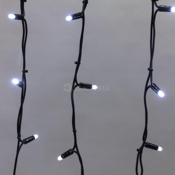 Гирлянда светодиодная "Айсикл" (бахрома) 5.6х0.9м 240LED бел. 16Вт 230В IP67 эффект мерцания провод каучук черн. (нужен шнур питания 315-000) Neon-Nig