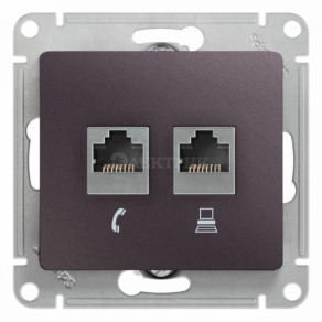 Механизм розетки 2-м Glossa RJ11+RJ45 кат.5е сиреневый туман SchE GSL001485