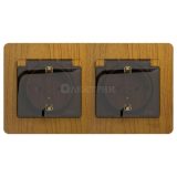 Розетка 2-м СП Glossa 16А IP44 защ. шторки с заземл. в сборе дуб SchE GSL000547