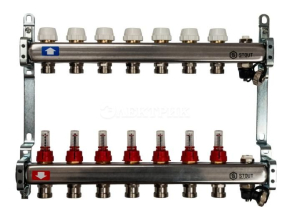 SMS-0927-000007 STOUT Коллектор из нержавеющей стали с расходомерами, с клапаном вып. воздуха и сливом 7 вых.
